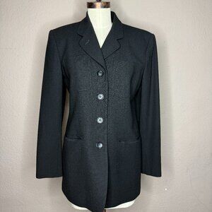 VINTAGE Jones New York long four pocket black blazer.